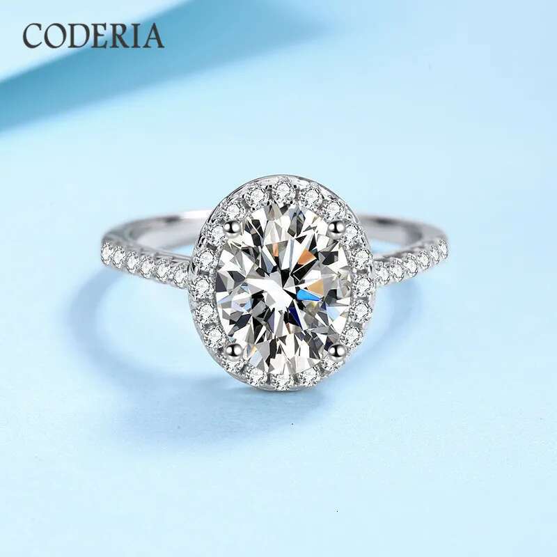 Real Mozanstone 18K Gold Ring 925 Sterling Silver 1CT 2CT Oval Cut Diamond Wedding Engagement Rings For Women High Jewelry Gift