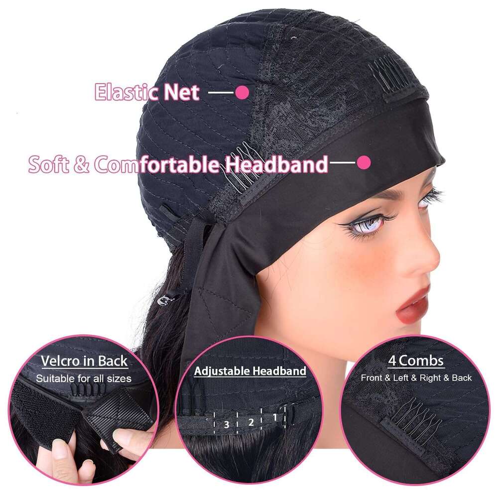Body Wave Glueless Human Hair for black women human hair glueless, None Lace Front Wigs 180% Density Wear and Go Wig hine Made Headband Wigs(18in)