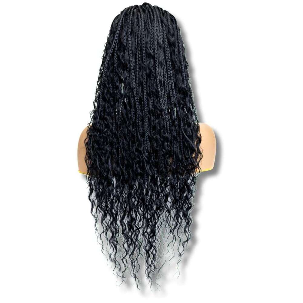 PIB 24'' Full Lace Bohemian Box Braid Knotless Wigs for Women Synthetic Braided Wig with Natural Baby Hair - Jet Black #1