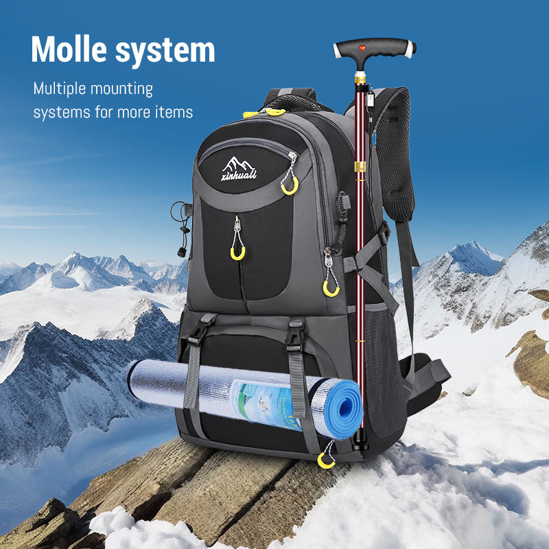 60L Lightweight Hiking Backpack with Shoe Compartment 900D Water Resistant Nylon Outdoor Sport Daypack Trekking Bag for Camping/Climbing/Cycling Daypa