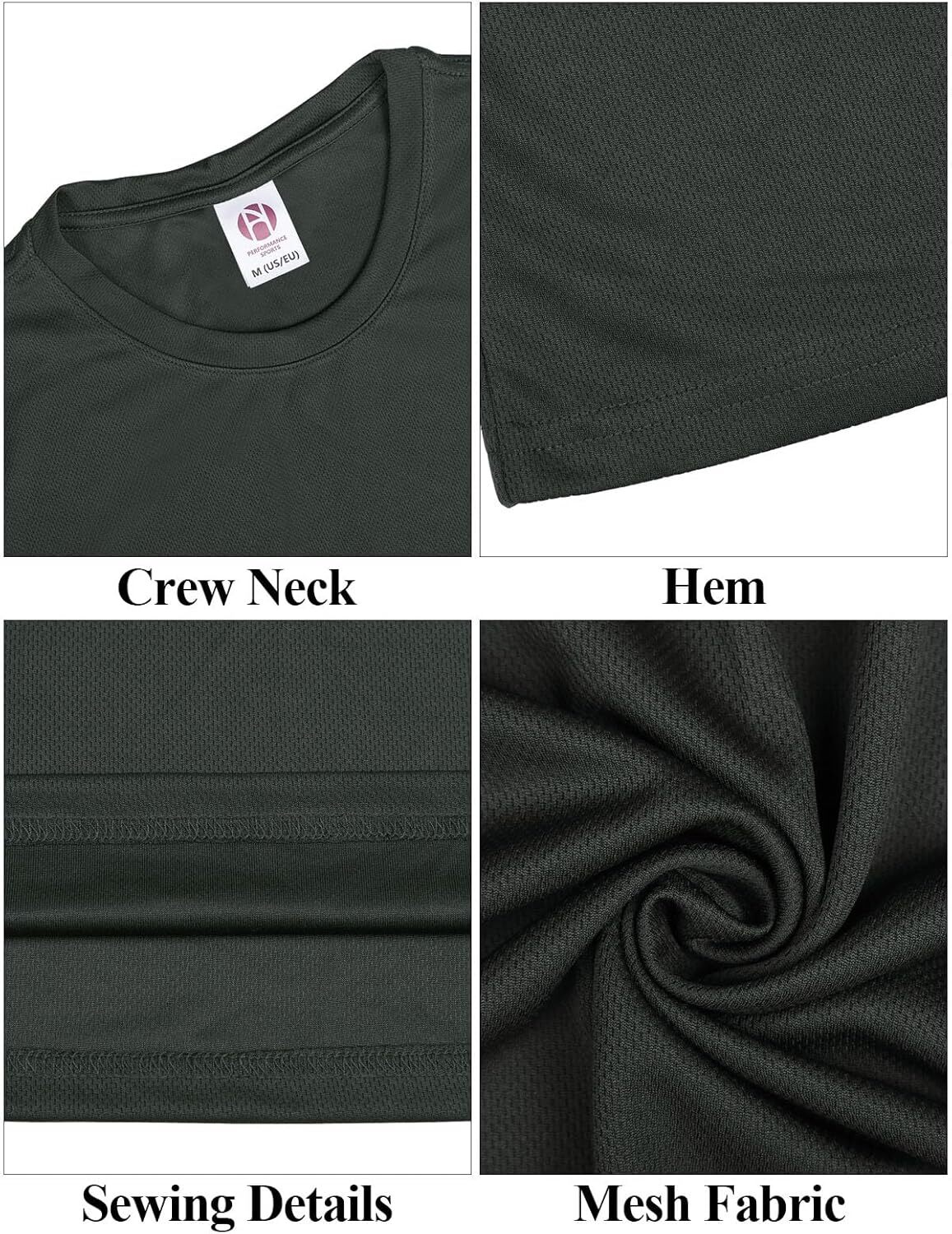 5 Pack Men's T-Shirts Short Sleeve Crew Neck Tops Mesh Dry Fit Athletic Tee Shirts for Gym Workout Running