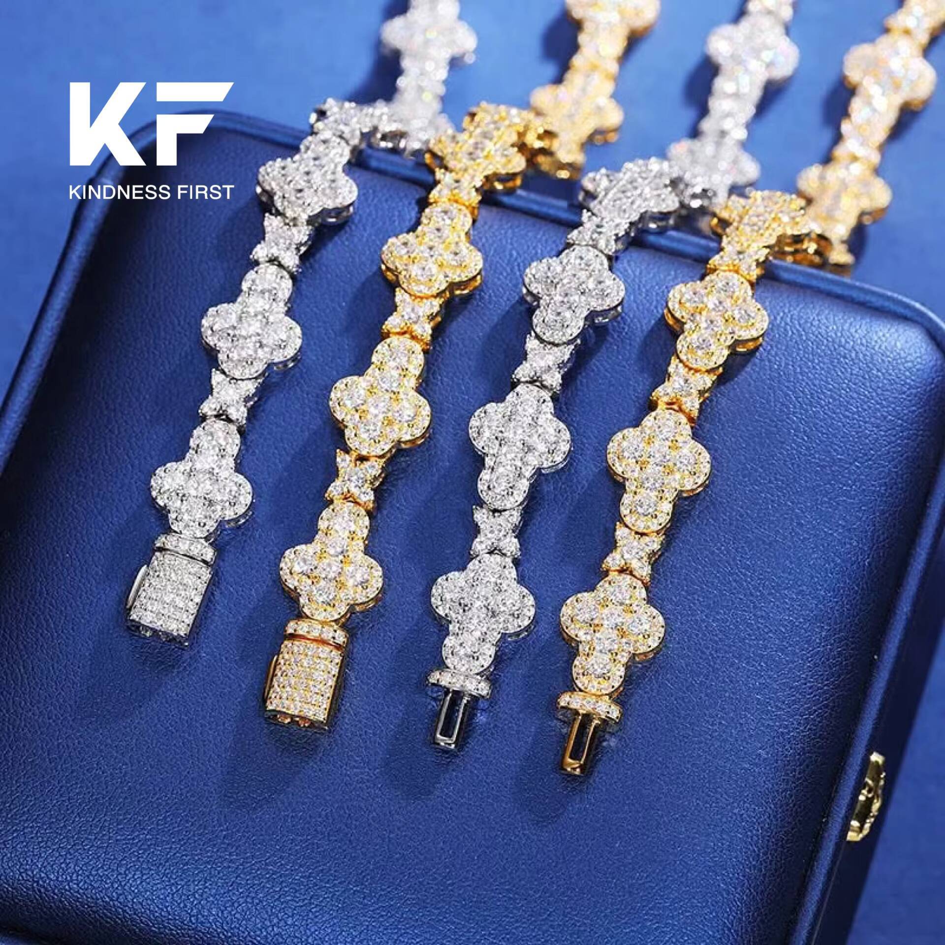 Hip Hop Fashion 10mm 925 Sterling Silver VVS Moissanite Diamond Iced Out Star Cross Link HipHop Necklace Chain