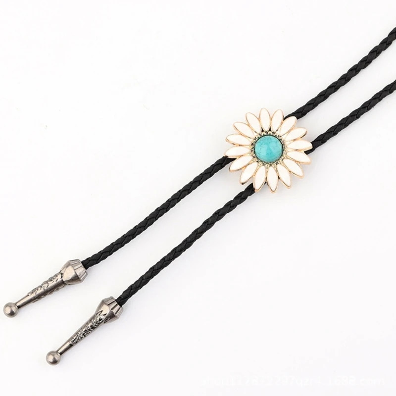 Cowboy Flower Gemstones Bolo Tie for Halloween Carnivals Party Man Teens Shirt Sweater Costume Accessories Gentleman Tie 250430
