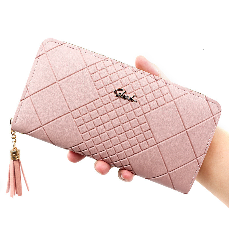 Designer Wallet Korean Version Wallet With Mobile Phone Bag Wallet Simple Embossed Design Women S Long Tassel Zipper Handbag Luxury Wallet Key Pouch