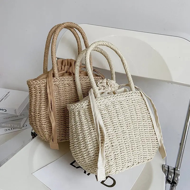Womens Summer Straw Lattan Womens Handbag Small Clutch Retro Womens Basket Beach Bag Holiday Travel Shopping Handbag Wallet Bolsos 250427