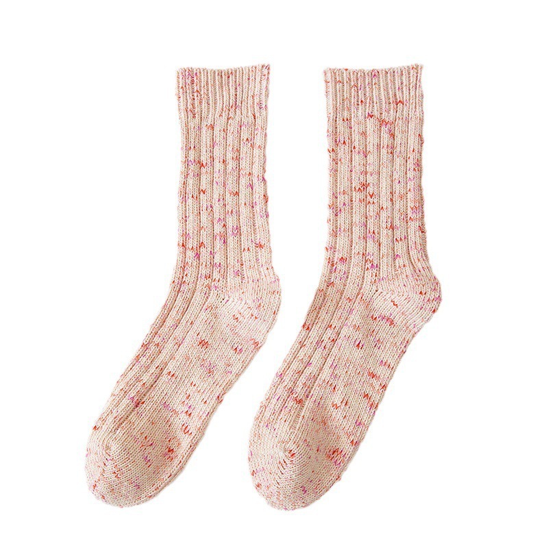 Ins Trendy Solid Color Autumn/Winter Thread Thick Warm Wool Socks, Dotted and Threaded Couple Socks