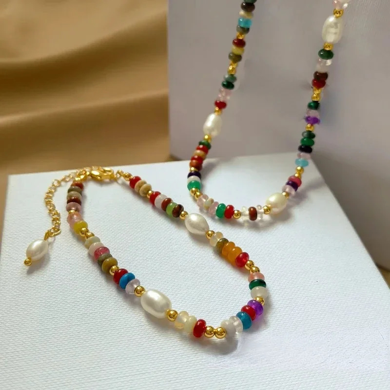 Fashion Jewelry Sweet Set Bracelet Spring/Summer Style Colorful Bead Necklace Suitable for Women Beautiful Gift Direct 250428