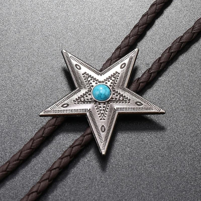 Star Shoestring Necktie Bolo Tie Cowboy Star Necktie Western Necklace 250430