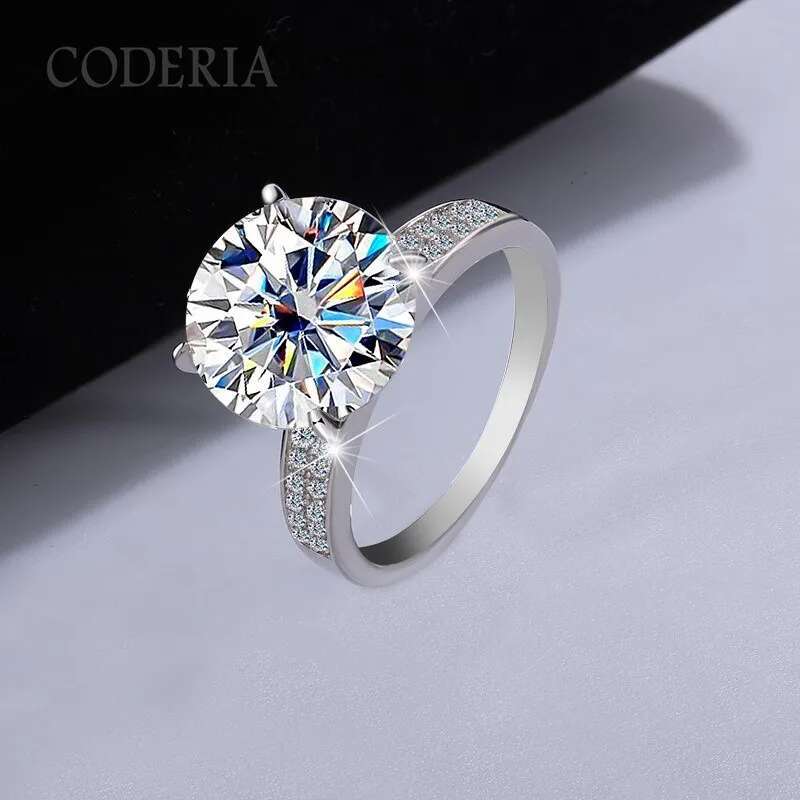 Authentic Moissanite 925 Sterling Silver Ring For Women 5CT Brilliant Diamond Finger Band Jewelry Gift With GRA Certificate