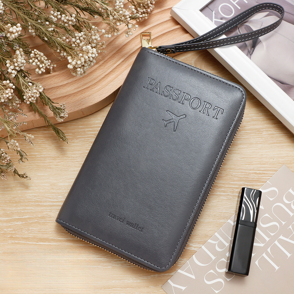 designer wallet RFID Long Clip Flight Ticket Storage Document Bag Multifunctional Travel Zipper Hand Held Passport Bag luxury wallet key pouch