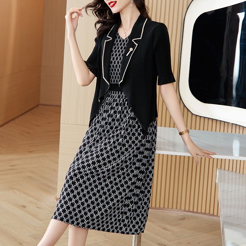Korean style large size women's new plaid slim loose dress summer suit D02322