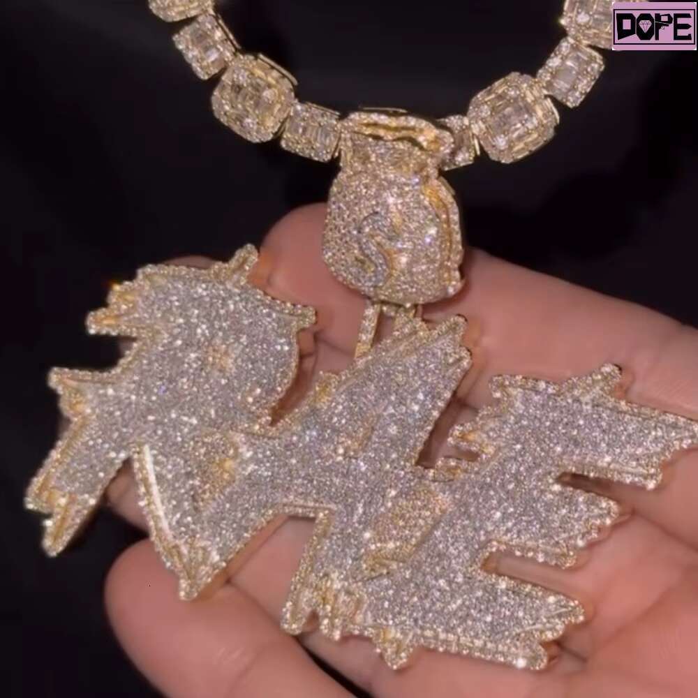 Hiphop DVVS Mossanite Pendant Iced Out Custom Letter 925 Sterling Silver Custom Moissanite Pendant