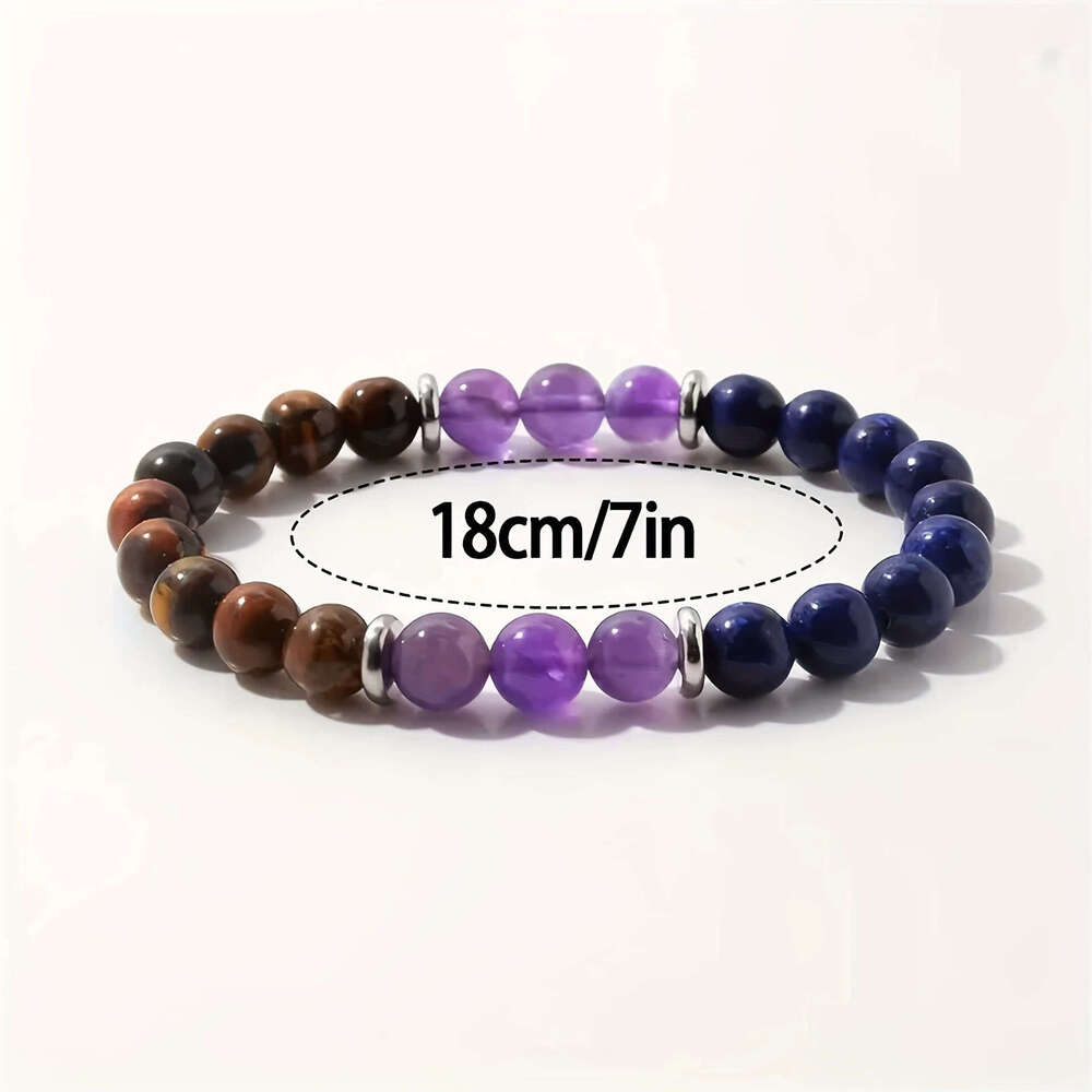 Cardless temuTK Amethyst Lapis lazuli Tiger Eye Stone Bracelet