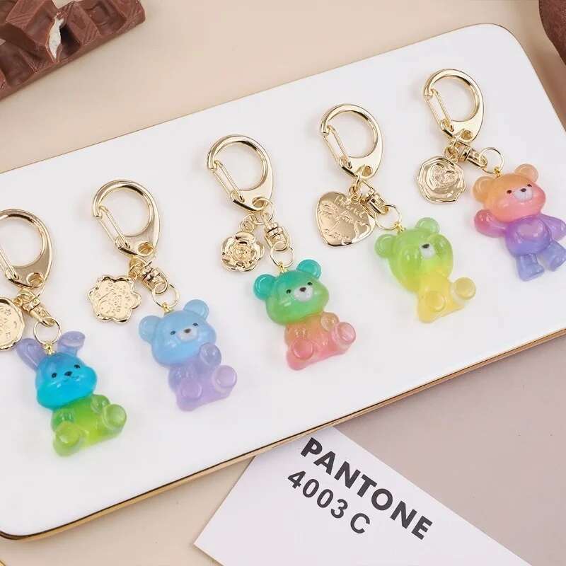 Bear Rabbit Animal Keychain Pendant Silicone DIY Crystal Sugar Chocolate Baking Decoration Epoxy Resin Mold Home Handicraft