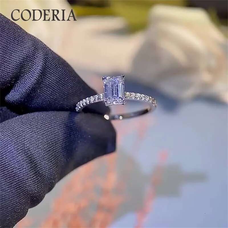 real 12ct moissanite diamond rings excellent emerald cut d color vvs1 925 sterling silver wedding ring gra certified jewelry