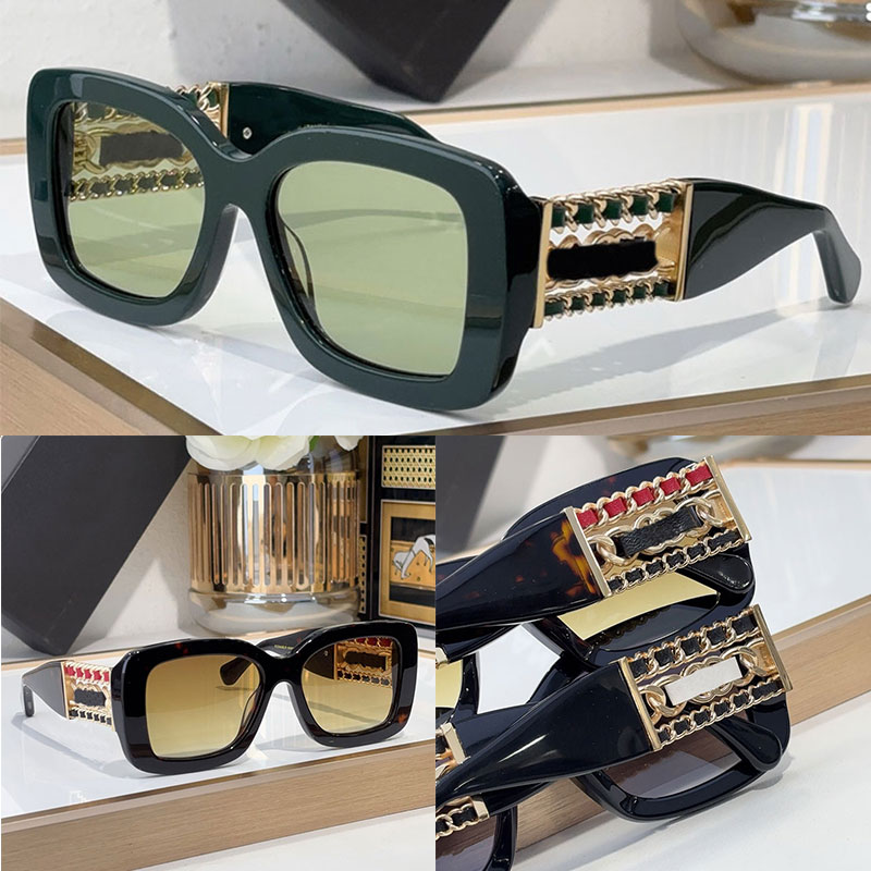 Luxury womens rectangular sunglasses designer design 5535 legs metal calf leather acetate fiber frame women fashion style sunglasses UV protection