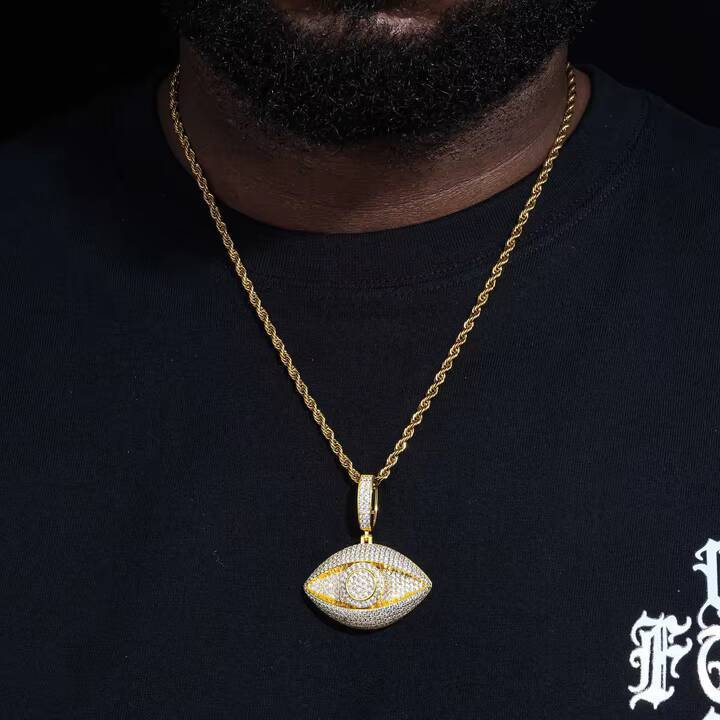 Custom Made Iced Out Hip Hop Moissanite Eye Pendant with Fashion Insert VVS Diamonds for Memorial Personalized Gifts