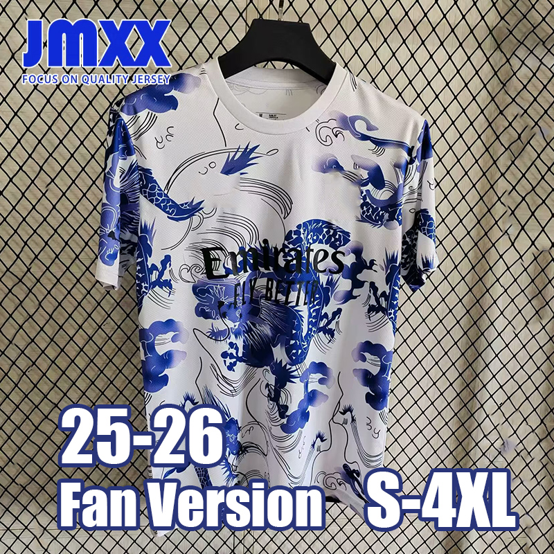 XXXL 4XL JMXX 25 26 Reales Madrides Soccer Jersey Blue Dragon Pre Match Training Special Mens Football Man Shirt 2025 Fan Version
