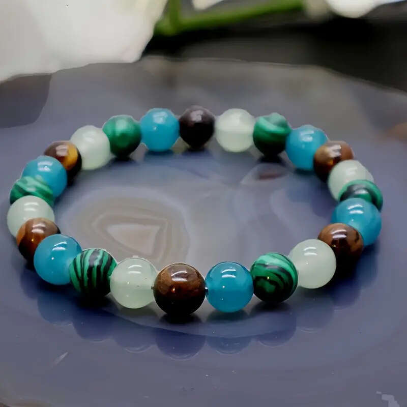 Temu Xiyin TK Pea Tiger Eye Stone Multi colored Beaded Bracelet Women's Jewelry Gift