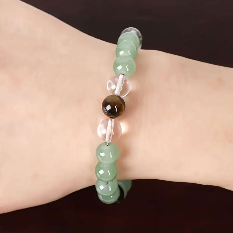 Temu Xiyin TK Tiger Eye Stone Green Dongling White Crystal Black Gallstones Fashion Bracelet
