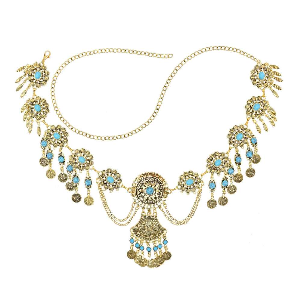 Vintage Golden Siery Coins Tassel Pendant Waist Belly Chains For Women Traditional Gypsy Ethnic Body Jewelry Accessories Gift