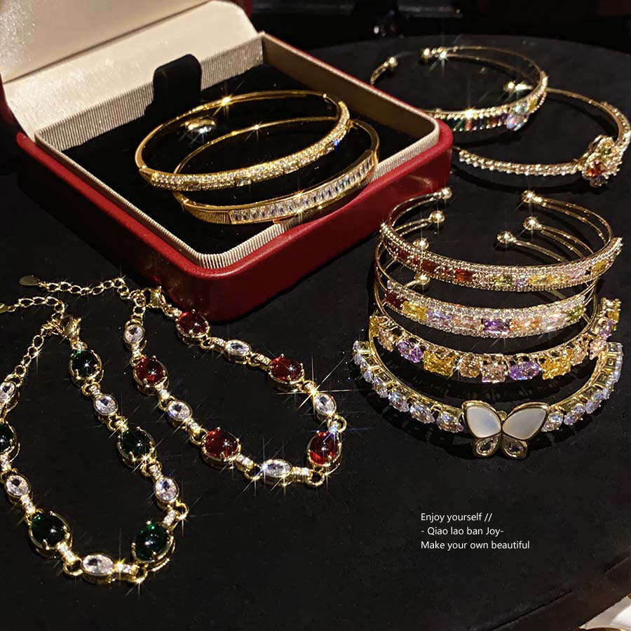 Designer bracelet Colorful gemstone Luxurious metal design Bracelet for women Fashion Brand Jewelry Delicate