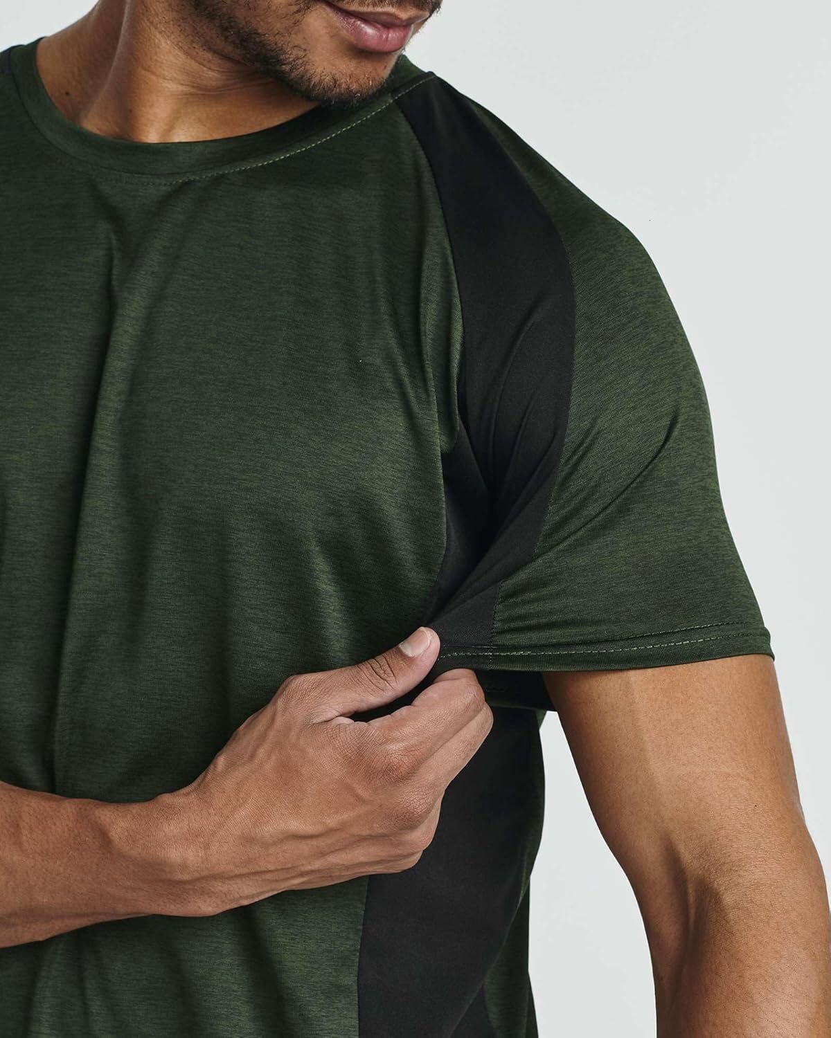 5-piece set: Men's short sleeved dry sports round neck - Sports running gym exercise T-shirt top