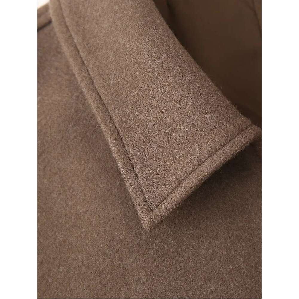 new women's clothing European American style simple and versatile retro brown zipper long-sleeved short jacket
