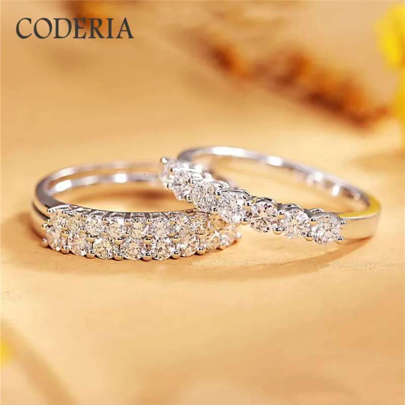 Pass Diamond Test 0.7ct Moissanite Ring 14K White Gold Can Overlap Women Girls Diamond Ring Sterling Silver Fine Jewelry