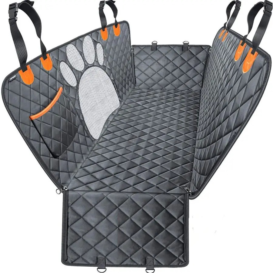 Dog car seat cover for rear seats 100% waterproof dog car suspension with visual mesh windows and side zipper car seats and door protection 250427
