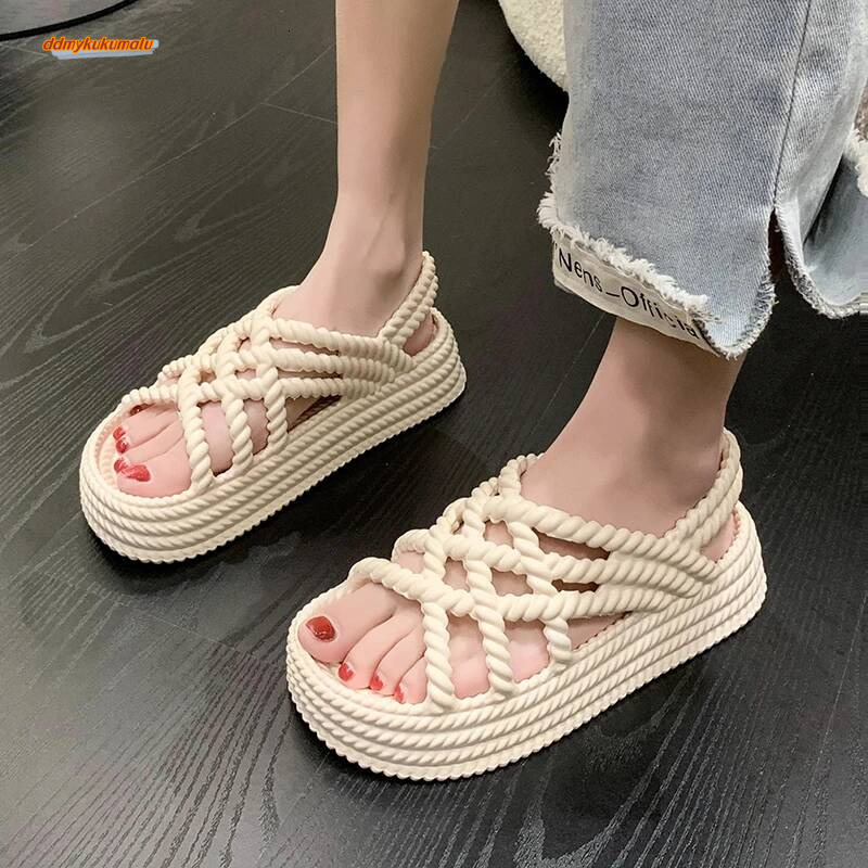 2024 New Summer Fashion Comfortable and Wear-resistant Thick-soled Beach Casual for WomenTrendy Heel Sandals ddmykukumalu