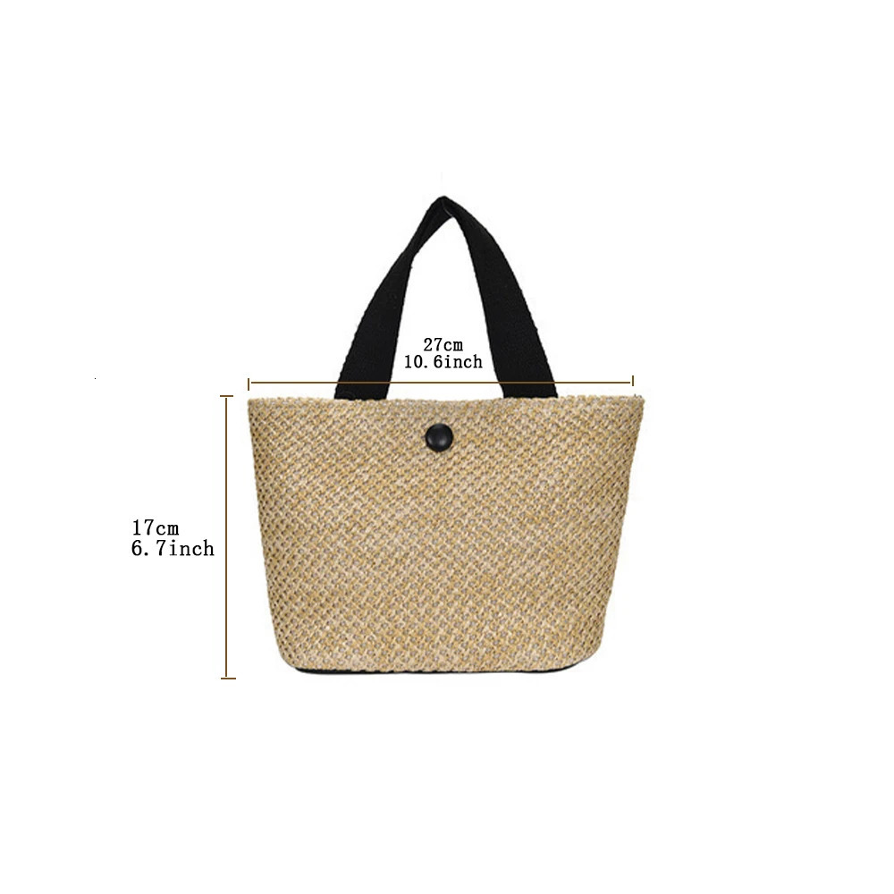 Tourist holiday shoulder woven bag large capacity beach bag straight woven fashionable handbag 01 250427