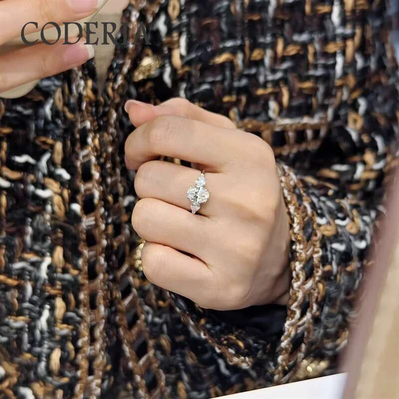 Luxury D color 2 Carat Oval Moissanite Ring Classic Four Claw 925 Sterling Silver Diamond Wedding Rings Women Gift Jewelry