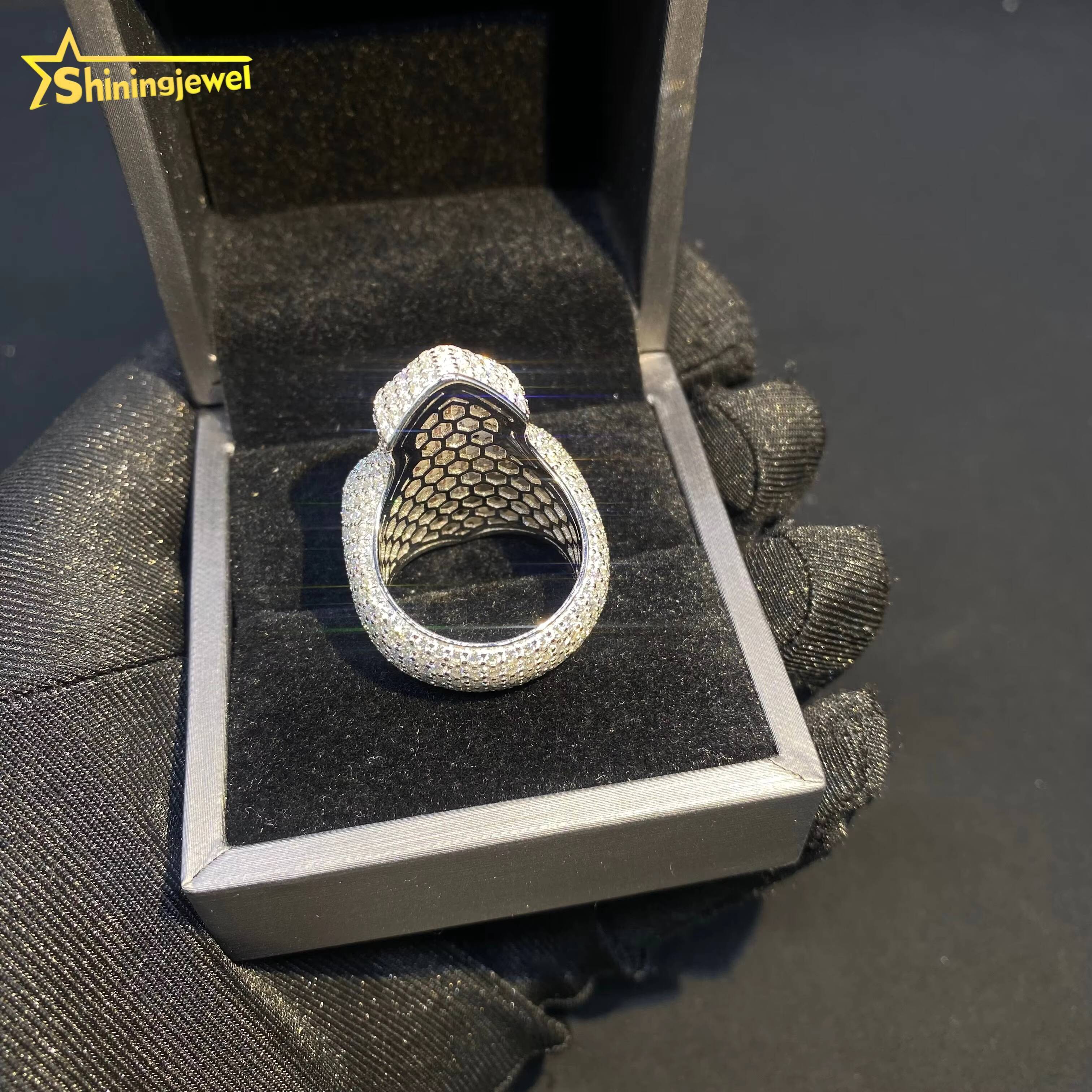 GRA Certificate Diamond Men Ring Iced Out VVS Moissanite Hip Hop Style 925 Sterling Silver Jewelry Custom Baguette Cross Rings