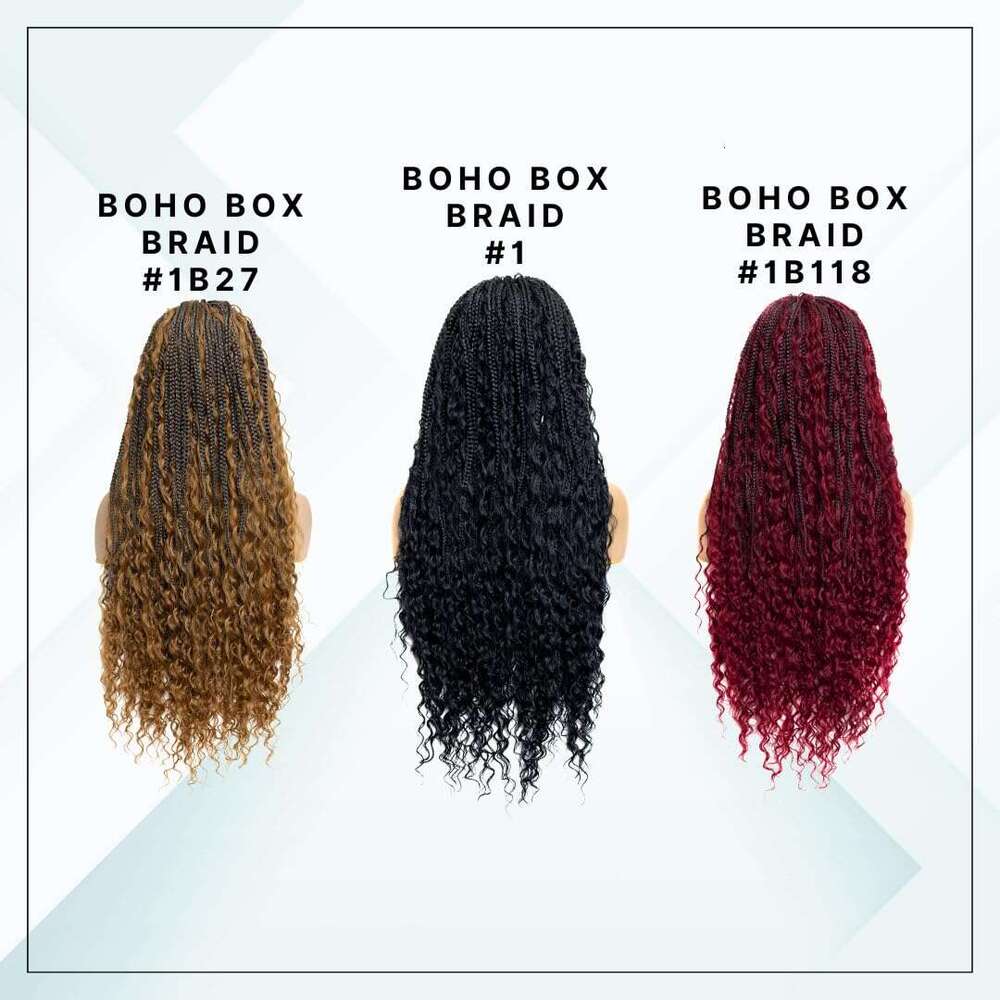 PIB 24'' Full Lace Bohemian Box Braid Knotless Wigs for Women Synthetic Braided Wig with Natural Baby Hair - Jet Black #1