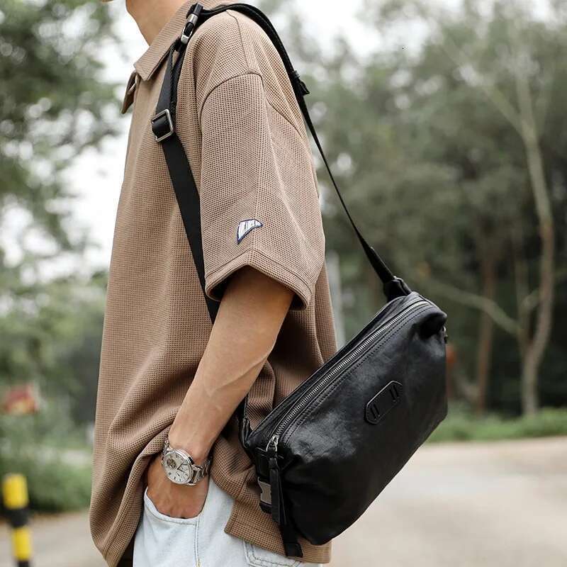 Wmnuo Cow Chest Bag Casual Classic Pillow Messenger Crossbody Men Genuine Leather Cowhide Male Shoulder Sling Waist Bags