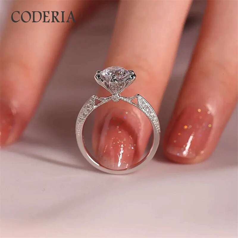Prague Wedding Moissanite Ring 1 Carat D Colour Diamond Cut 925 Sterling Silver Plated 18K White Gold Rings for Women