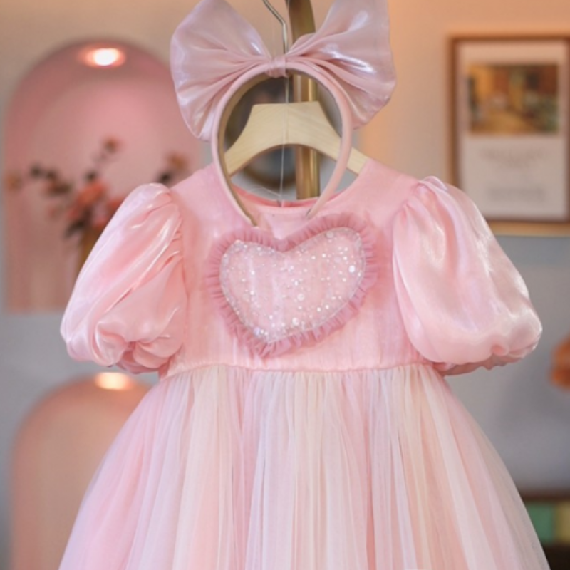 DISNEY Girl dress Elsa princess dress Frozen kids designer clothes girl's net dress for Children's Day performance