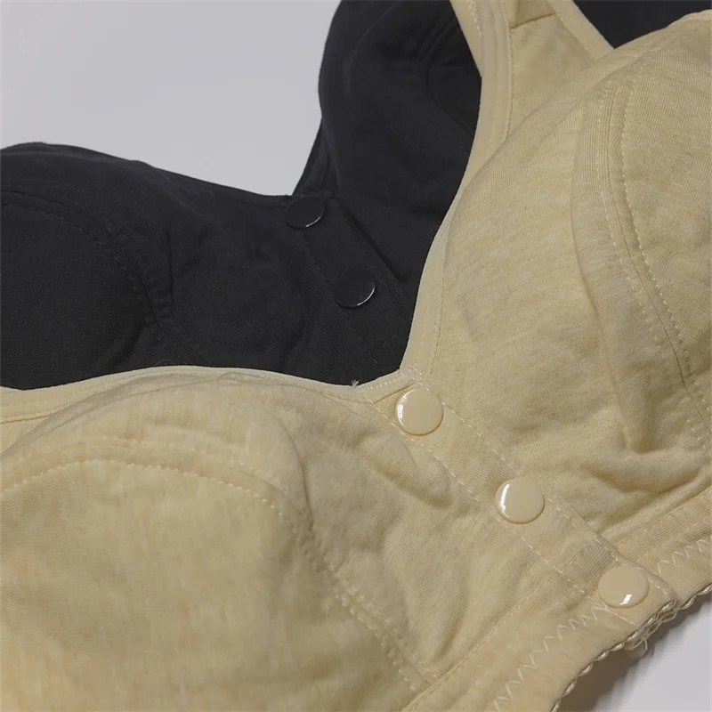 2PCS front button underwear womens soft cotton vest middleaged and elderly strapless bra largesized 250430