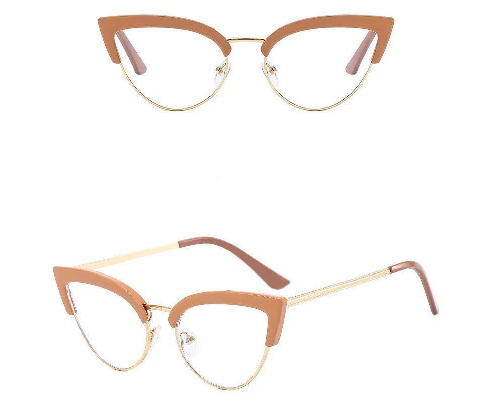 Designer Sunglasses For Women Men Cat Eye Anti-Blue Light Glasses Half Frame Trendy Metal Frame Glasses