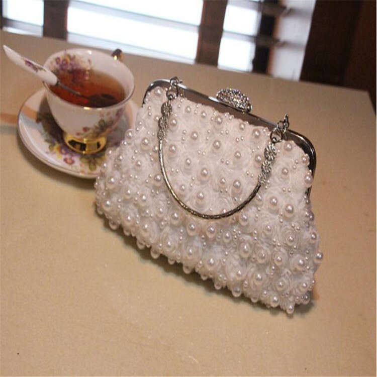 Dinner Bag Pearl Diamond Banquet Hand Held Bride Bridesmaid Dress Women S One Shoulder Diagonal Cross Small Bag Chain Bag KQ