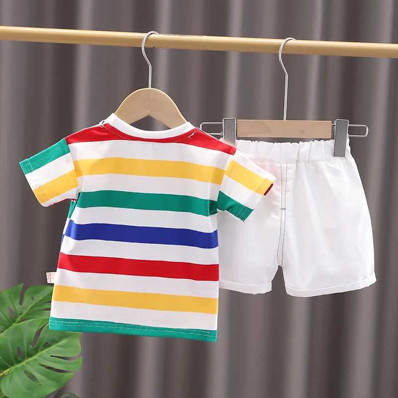 Summer Cute Cartoon Dinosaur Fashion Childrens O-neck T-shirt+Shorts+Bag Preschool Baby Boy and Girl Clothing Set New Childrens Track and Field Clothi