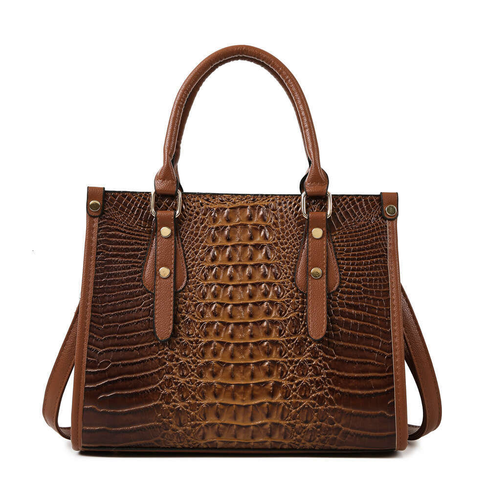 2022 Women's New Crocodile Pattern Handheld Shoulder Embossed Large Capacity Crossbody Tote Bag