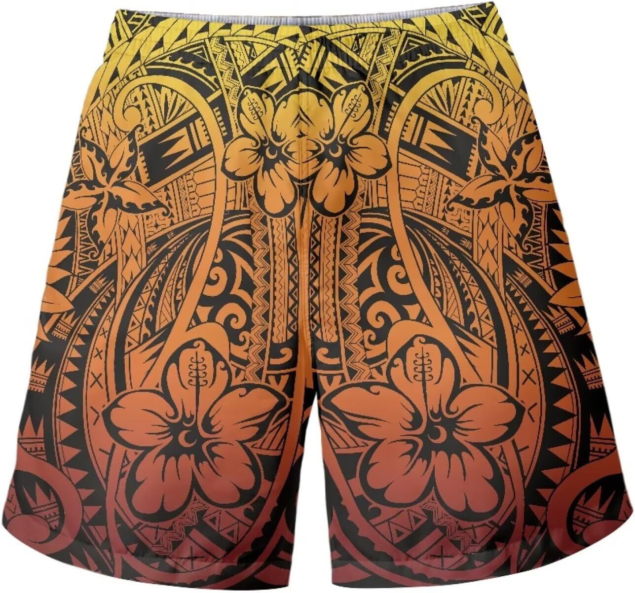 Polynesian Style Prints Mens Shorts Casual Mens Athletic Shorts Samoa Print Colorful Hemp Leaves Men's Shorts Fashionable and minimalist