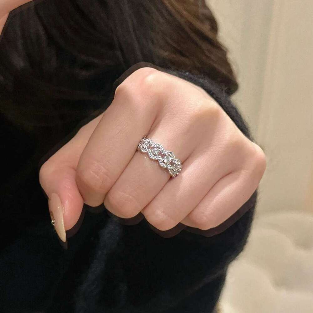 Stacking Ring Moissanite Sterling Silver Hollow Lace Row for Women Simple Niche Hand Jewelry Fashion High-End Wholesale