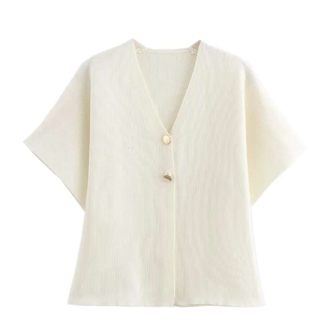 TRAF fashion Cropped for Short Sleeve Summer Cardigan Button Knit Sweaters Cardigans Women Knitwear Tops Woman fashion clothing women