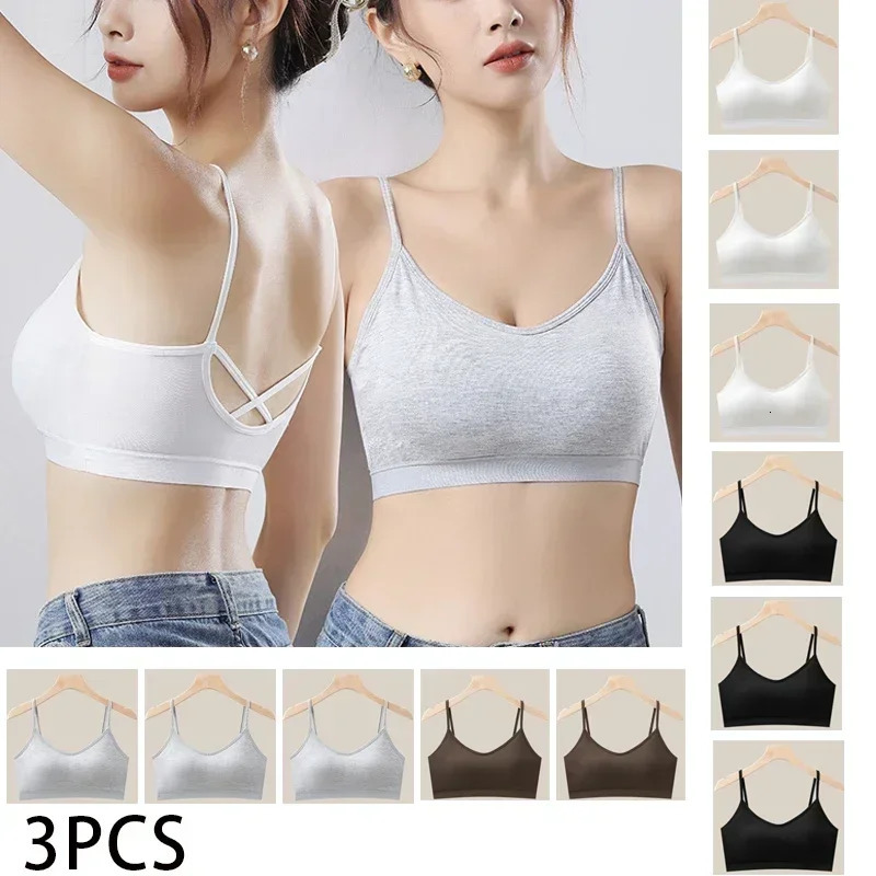 3 seamless sports bras made of ice silk polyester to prevent sagging comfortable large size bra without steel rings sexy vest Bralette 250430