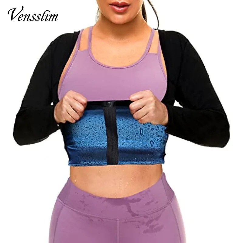 Venslim Womens Sweat Sauna Set Zipper Body Shaping Jacket Long Sleeve Waist Trainer Fitness Vest Weight Loss Exercise Top 250430