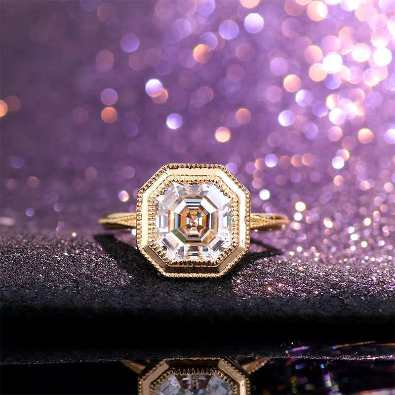 4ct Lab Grown Engagement Wedding Asscher Cut Solitaire 14k Gold Fine Jewelry Igi Certified Dia Ring