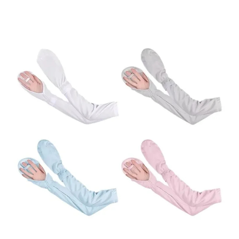 Solid Color Large Ice Silk Gloves Women Driving Sunscreen Sleeves Loose Breathable Arm Protectors Uv Outdoor Horseshoe Sleeve 250430